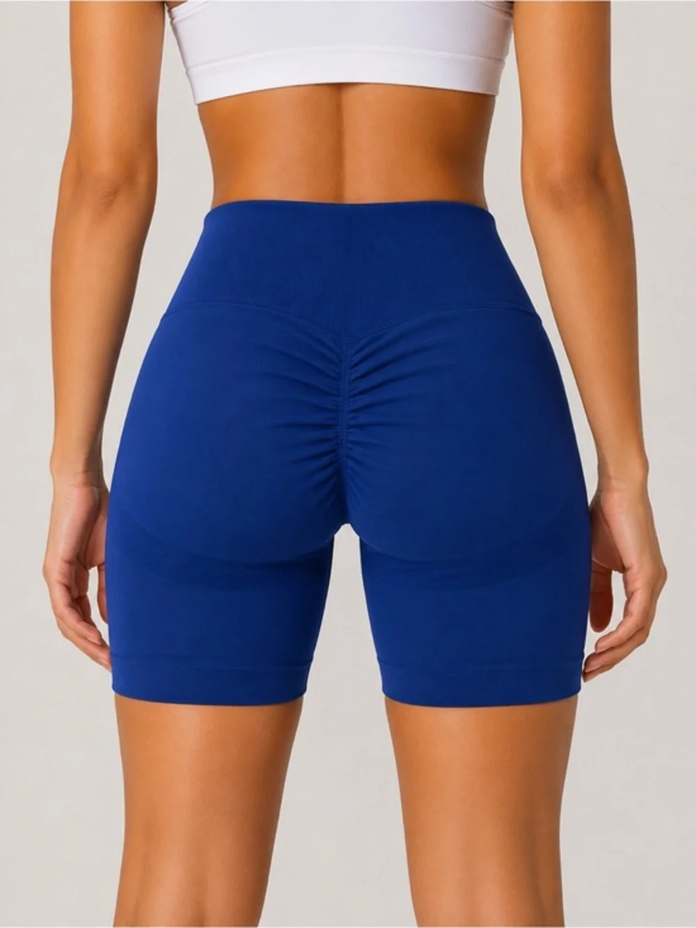 Seamless High-Waist Scrunch Bike Shorts - Royal Blue